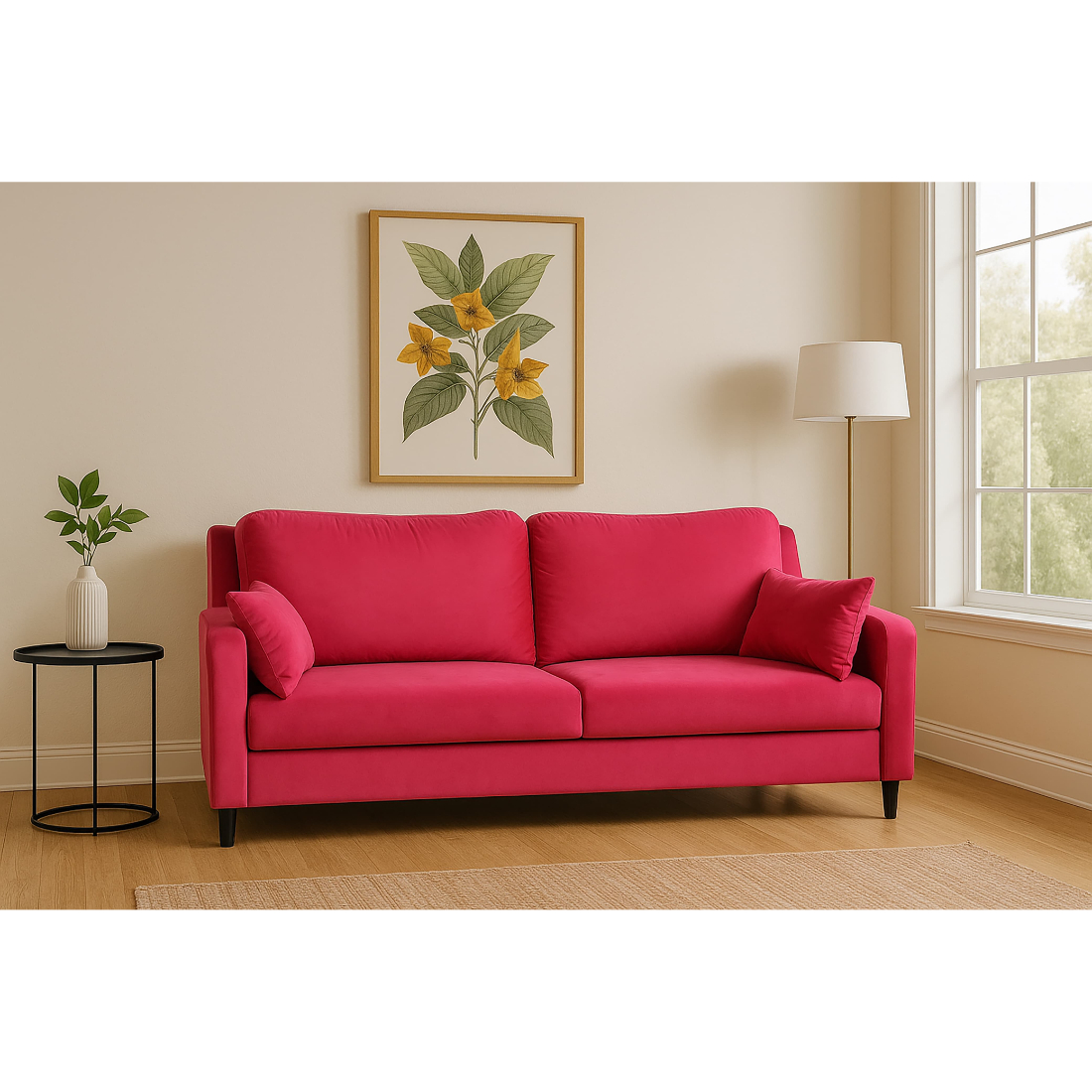 Primrose Ruby 3 Seater Sofa Set - Red